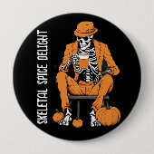 Halloween Buttons, spöttisches Gewürz im Skelett D Button (Vorderseite)