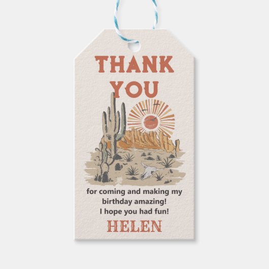 Halloween Cactus Birthday Party Danke für Ihre Unt Geschenkanhänger (Vorderseite)