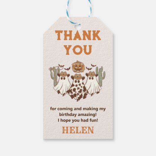 Halloween Cactus Birthday Party Danke für Ihre Unt Geschenkanhänger (Rückseite)