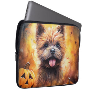 Halloween Cairn Terrier mit Kürbissen Gruselig Laptopschutzhülle