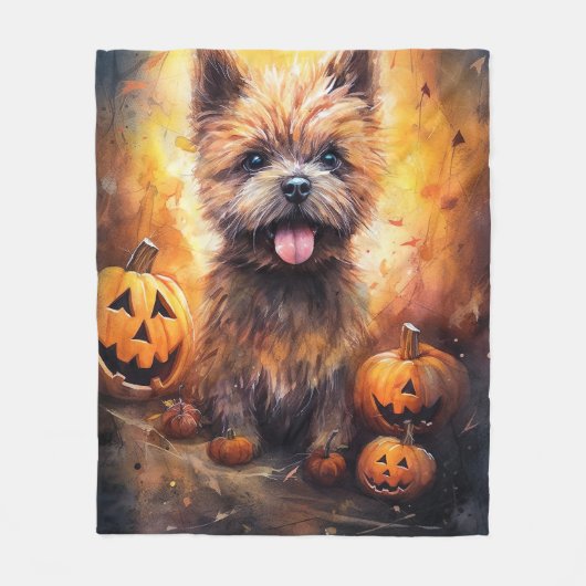 Halloween Cairn Terrier mit Pumpkins Beängstigend Fleecedecke (Vorderseite)