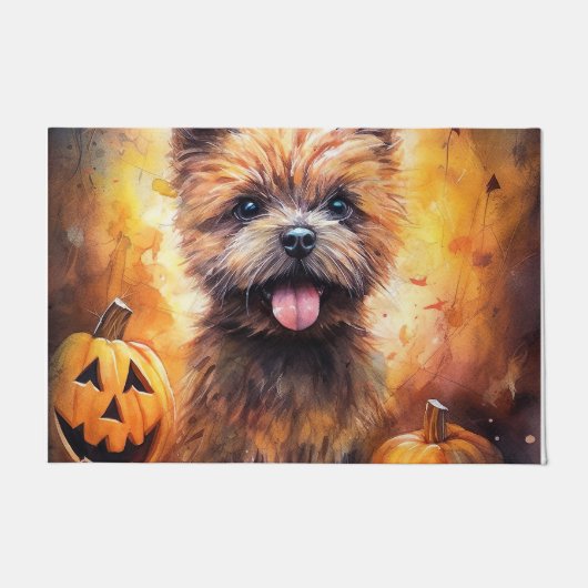Halloween Cairn Terrier mit Pumpkins Beängstigend Fußmatte (Vorderseite)