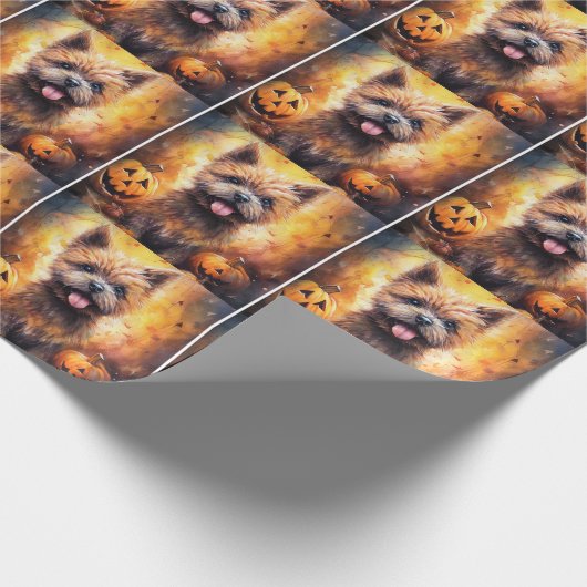 Halloween Cairn Terrier mit Pumpkins Beängstigend Geschenkpapier (Ecke)