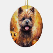 Halloween Cairn Terrier mit Pumpkins Beängstigend Keramik Ornament (Rechts)