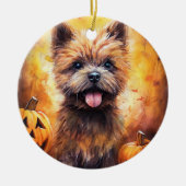 Halloween Cairn Terrier mit Pumpkins Beängstigend Keramik Ornament (Vorne)