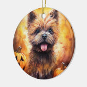 Halloween Cairn Terrier mit Pumpkins Beängstigend Keramik Ornament (Links)