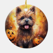 Halloween Cairn Terrier mit Pumpkins Beängstigend Keramik Ornament (Hinten)