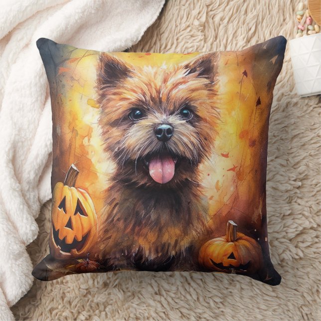 Halloween Cairn Terrier mit Pumpkins Beängstigend Kissen (Decke)