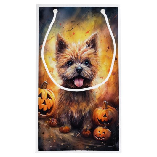 Halloween Cairn Terrier mit Pumpkins Beängstigend Kleine Geschenktüte (Rückseite)