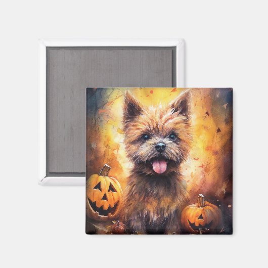 Halloween Cairn Terrier mit Pumpkins Beängstigend Magnet (Vorderseite/Rückseite)