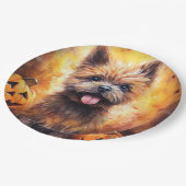 Halloween Cairn Terrier mit Pumpkins Beängstigend Pappteller (Schrägansicht)