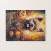 Halloween Cairn Terrier mit Pumpkins Beängstigend Puzzle (Horizontal)