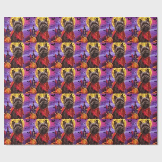 Halloween Cairn Terrier Vampire Pumpkins Beängstig Geschenkpapier (Flach)