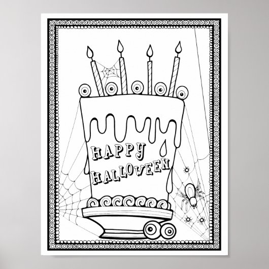 Halloween Cake Coloring Page Art Poster (Vorne)