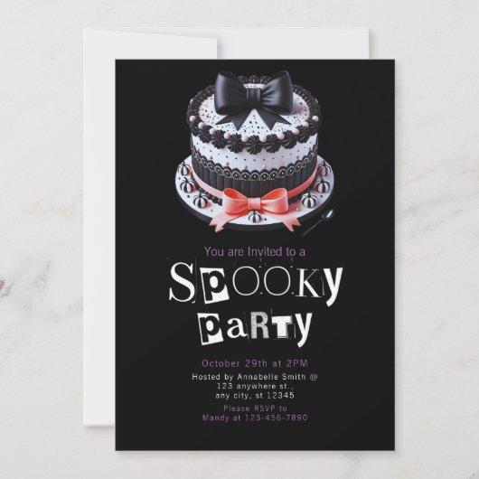 Halloween Cake Niedlich Modernes Minimalistisches  Einladung (Vorderseite)