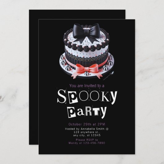 Halloween Cake Niedlich Modernes Minimalistisches  Einladung (Vorne/Hinten)