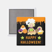 Halloween Cakes und Baking Blonde Girl Magnet (Vorderseite/Rückseite)