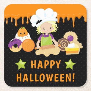 Halloween Cakes und Baking Blonde Girl Rechteckiger Pappuntersetzer