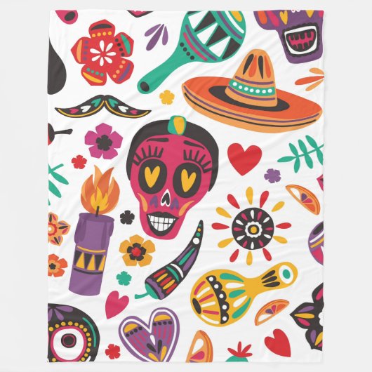 Halloween Calavera Fleece Blanket (Vorderseite)
