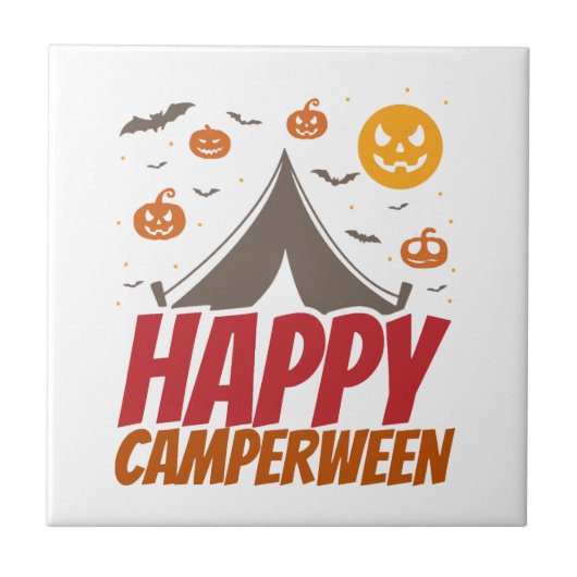 Halloween-Camper-Camping-Outdoor Fliese (Vorderseite)