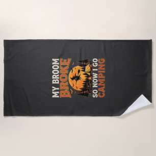 Halloween-Camping-Besen Vintage-Horror-Design Strandtuch