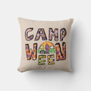 Halloween-Camping Wortpuffer Kissen