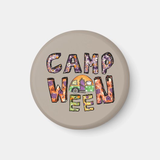 Halloween-Camping | Wortpuffer Magnet (Vorne)