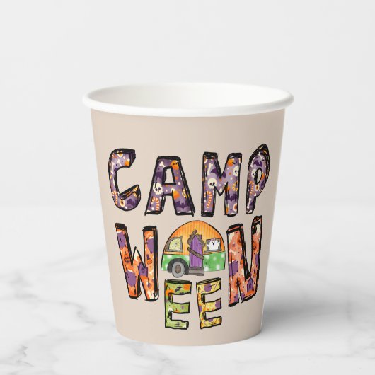 Halloween-Camping | Wortpuffer Pappbecher (Rückseite)