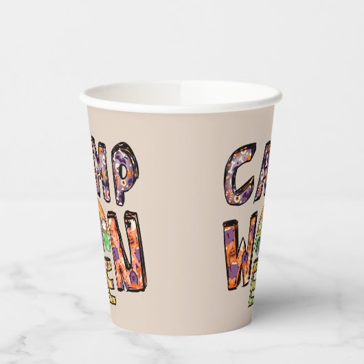 Halloween-Camping | Wortpuffer Pappbecher (Links)