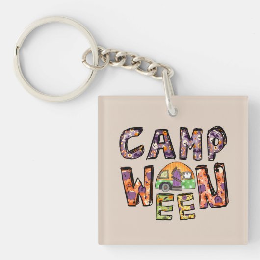 Halloween-Camping | Wortpuffer Schlüsselanhänger (Vorderseite)