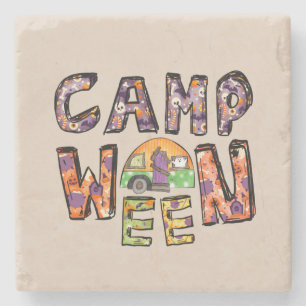Halloween-Camping Wortpuffer Steinuntersetzer