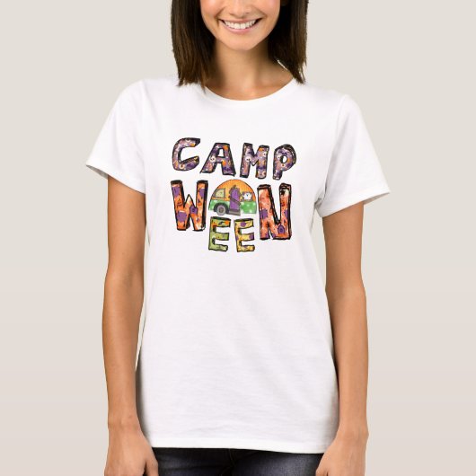 Halloween-Camping | Wortpuffer T-Shirt (Vorderseite)