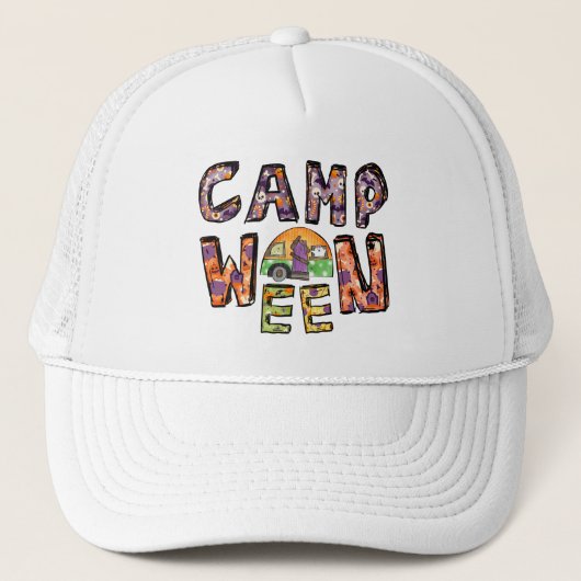 Halloween-Camping | Wortpuffer Truckerkappe (Vorderseite)