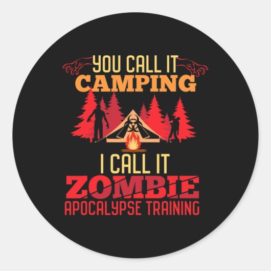 Halloween Camping Zombie Apokalypse Training Spaß Runder Aufkleber (Vorderseite)