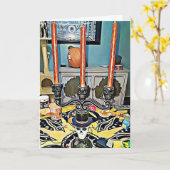 Halloween Candelabra und Skull Halloween Card Karte (Gelbe Blume)