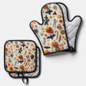 Halloween Candies Ofenhandschuh & Topflappen-Set (Vorderseite/Rückseite)