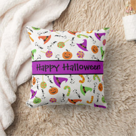 Halloween Candies Pumpkins Hexenhats Muster Thr Kissen