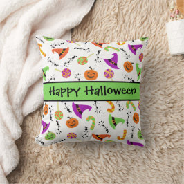 Halloween Candies Pumpkins Hexenhats Pattern Kissen
