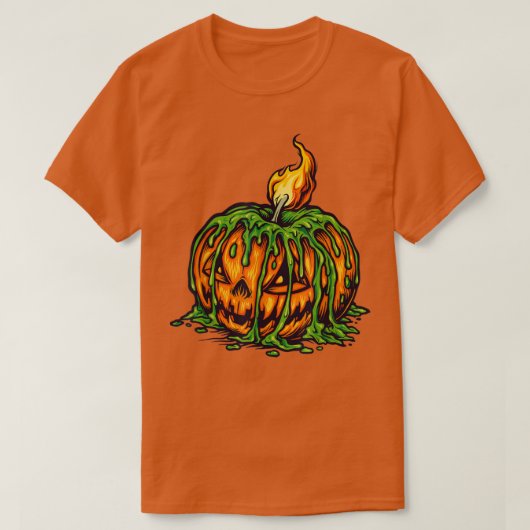 Halloween Candle Scary Jack O Lantern T-Shirt (Design vorne)