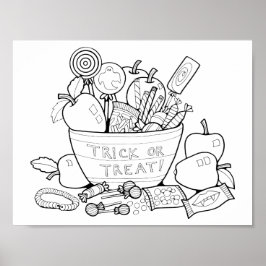 Halloween Candy Bowl Scandinage Art Poster