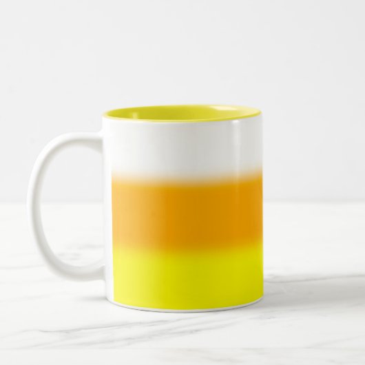 Halloween Candy Corn Gradient Zweifarbige Tasse (Links)
