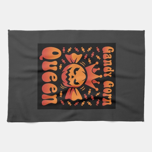 Halloween Candy Corn Königin Retro Vektor Design Geschirrtuch (Horizontal)