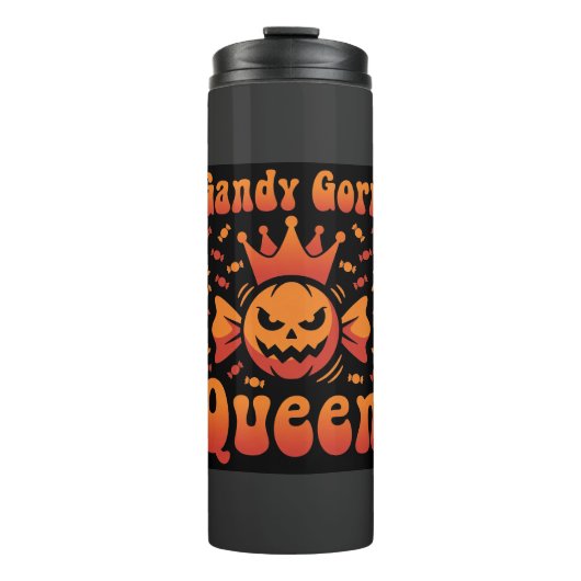 Halloween Candy Corn Königin Retro Vektor Design Thermosbecher (Vorderseite)