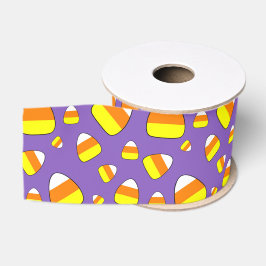 Halloween Candy Corn mit lila Hintergrunddruck  Ripsband