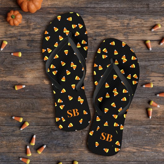Halloween Candy Corn Mit Monogramm Black Flip Flop Badesandalen