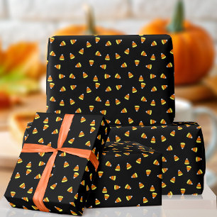 Halloween Candy Corn Muster schwarzes Geschenkpapi Geschenkpapier
