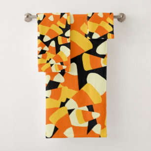 Halloween Candy Corn nahtloses Muster Badhandtuch Set