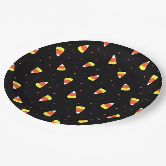 Halloween Candy Corn Pattern Pappteller (Schrägansicht)