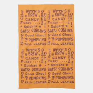 Halloween Candy Costume Oct 31 Orange und Black Geschirrtuch