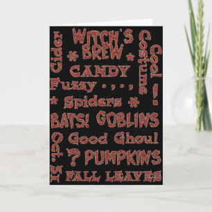 Halloween Candy Costume Oct 31 Orange und Black Karte